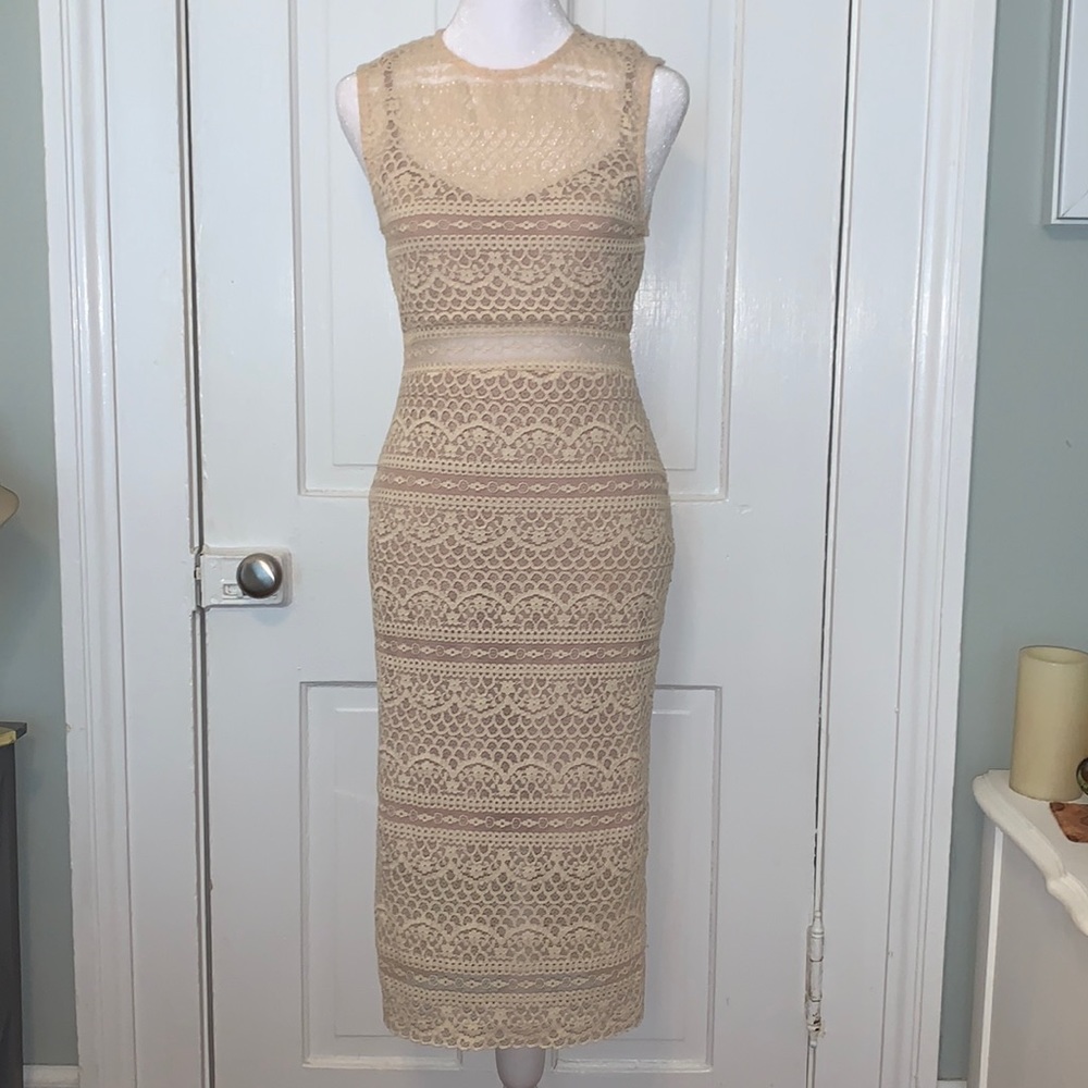 ZARA LACE CUT OUT BODYCON DRESS